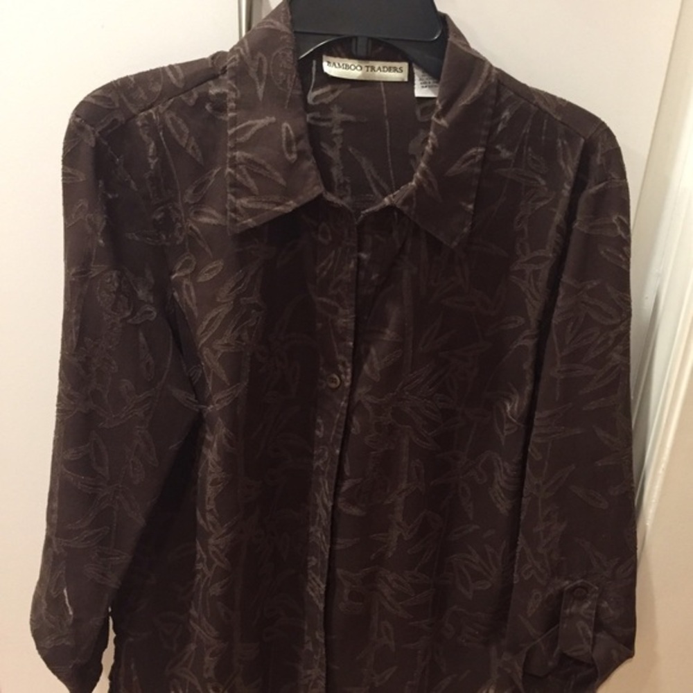 Bamboo Traders Linen Tropical Long Sleeve Button Front Shirt - XL EUC